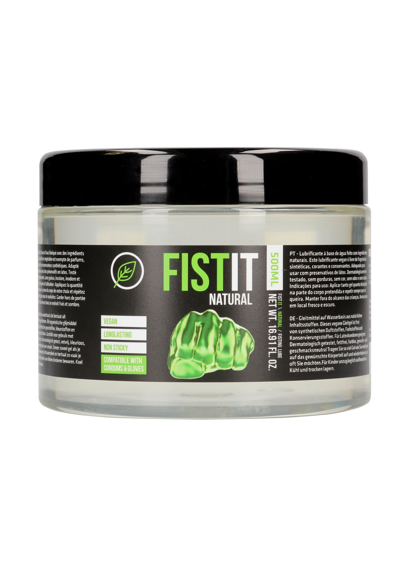 Fist It Natural – Vegaaninen Vesipohjainen Fistausliukuvoide, Tuoksuton & Glyseriinitön 500 ml
