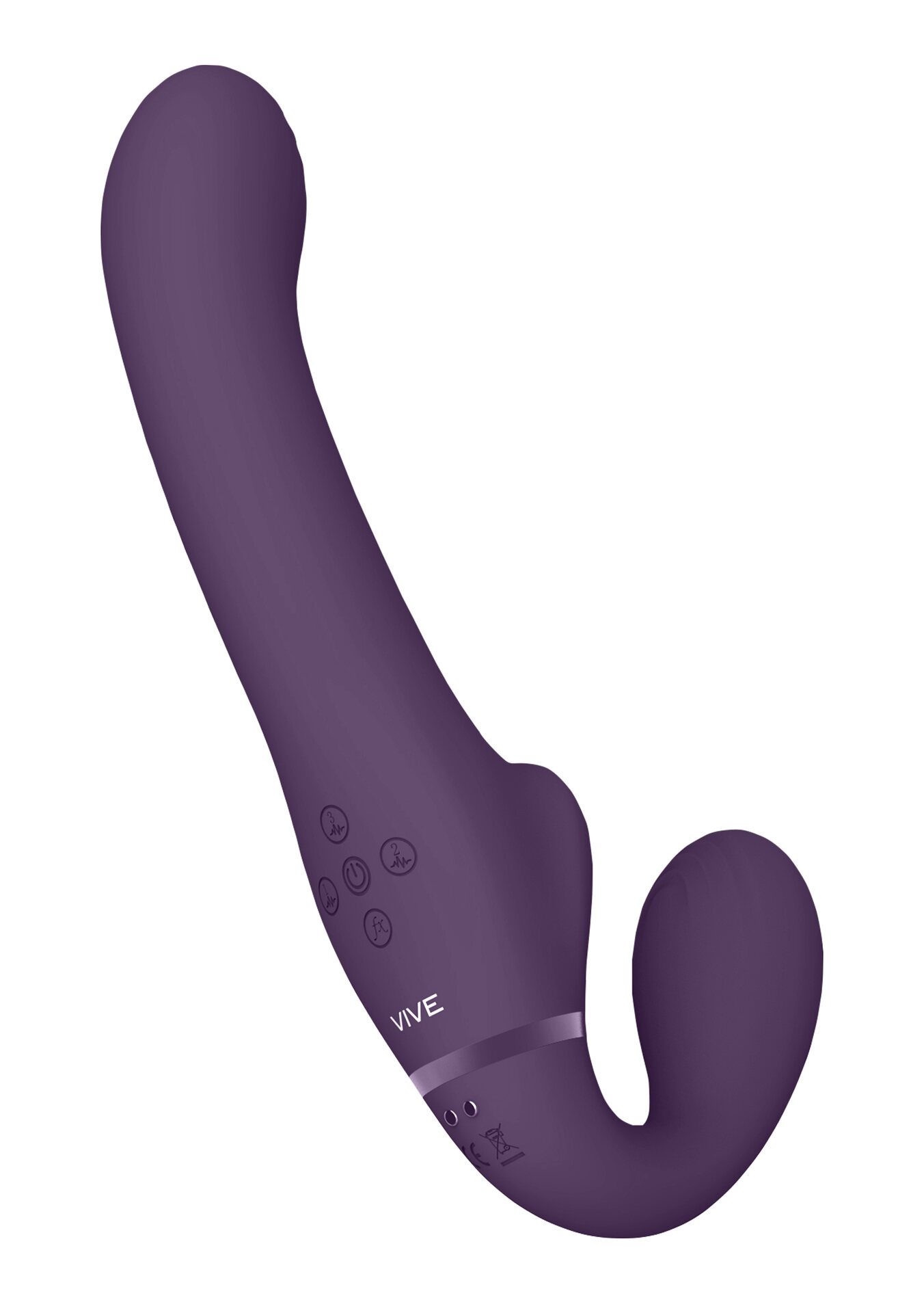 Vive Ai - Triple Action Silicone Dual Vibrating & Air Wave Title Strapless Strap On Lila