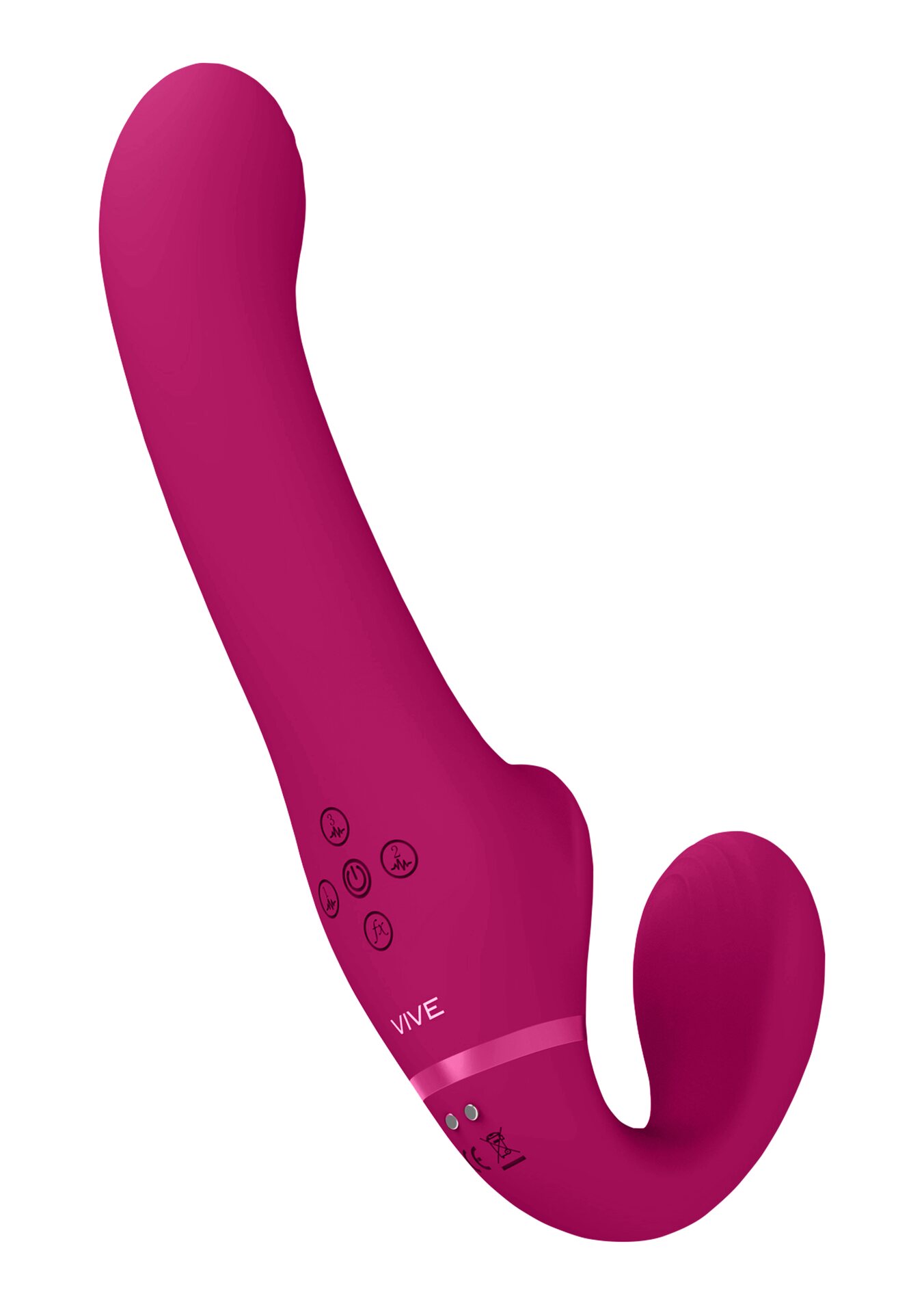 Vive Ai - Triple Action Silicone Dual Vibrating & Air Wave Title Strapless Strap On Pinkki