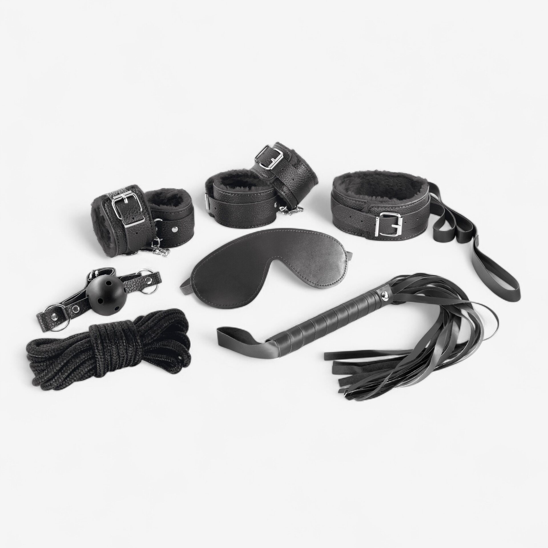 Crushious Dungeons & Maidens – 8-Osainen Pehmustettu BDSM Aloitussetti Musta