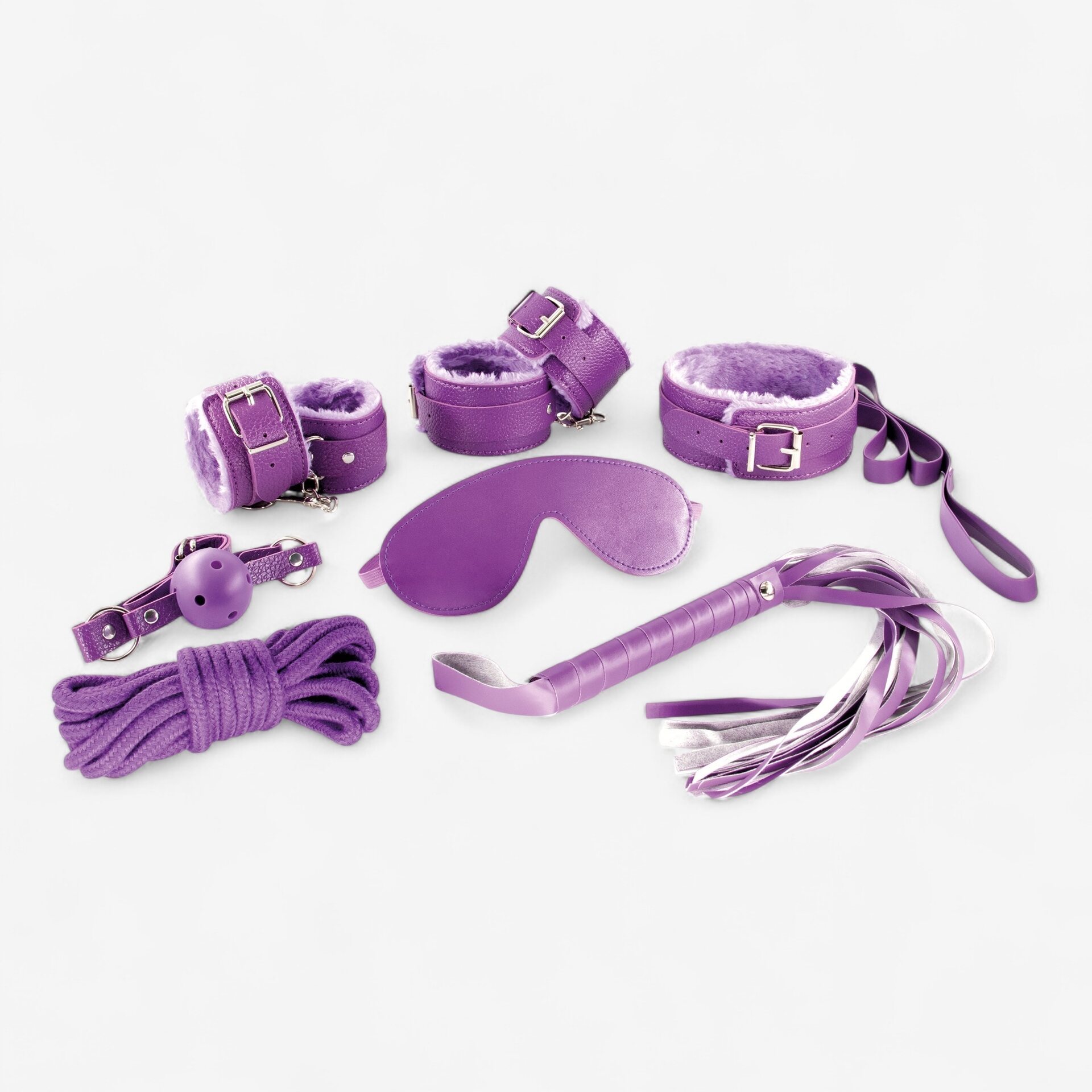 Crushious Dungeons & Maidens – 8-Osainen Pehmustettu BDSM Aloitussetti Purppura
