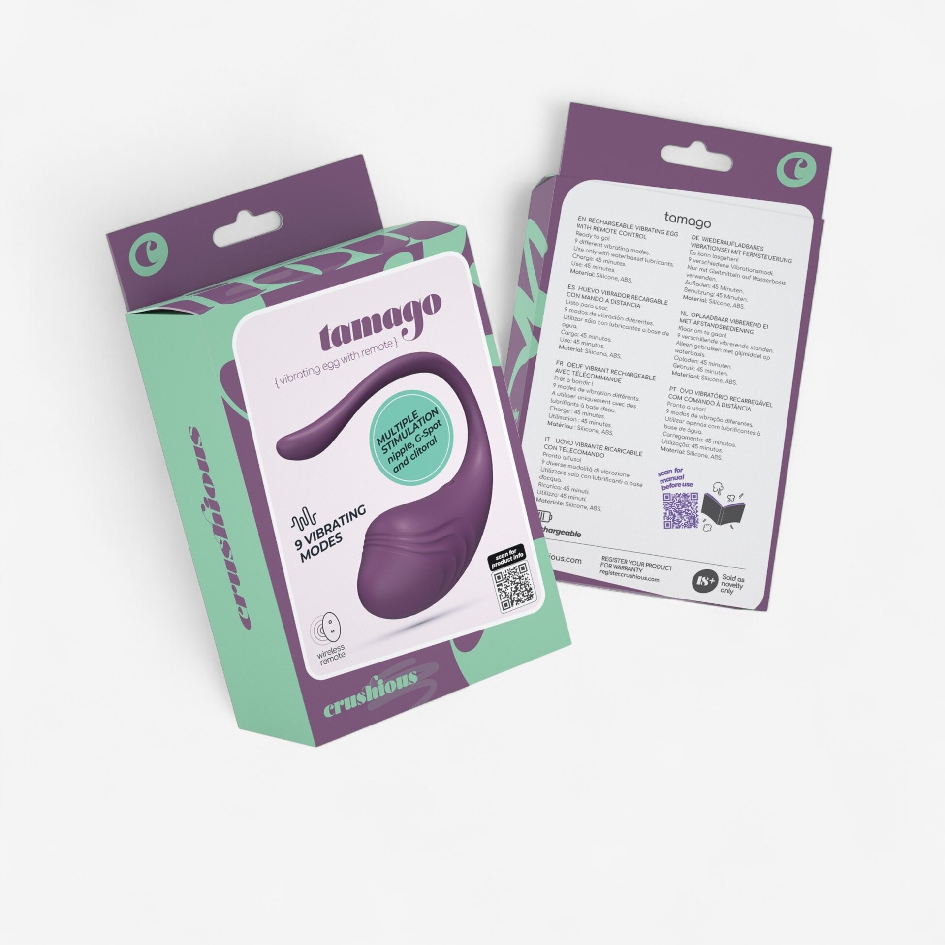 Crushious Tamago Vibrating Egg – Rechargeable Remote-Controlled Love Egg Purpura