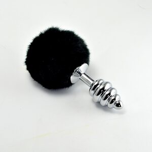 Lovetoy Spiral Pompon Metal Plug, Musta