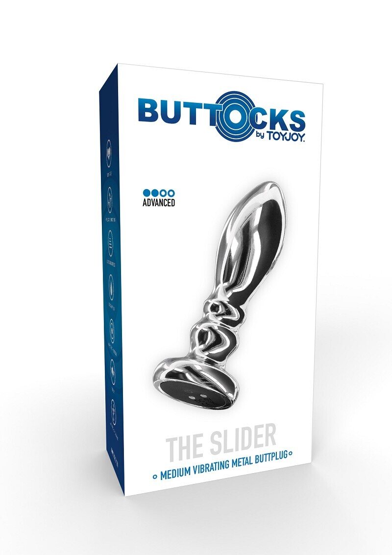 Toy Joy Buttocks The Slider – vibrating stainless-steel butt plug Medium