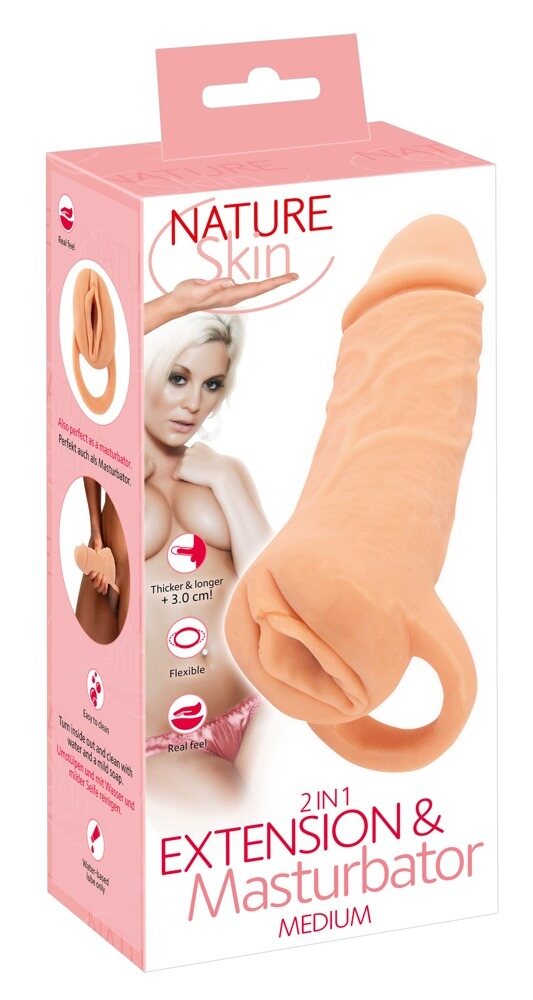 Nature Skin 2 in 1 Extension & Masturbator Medium
