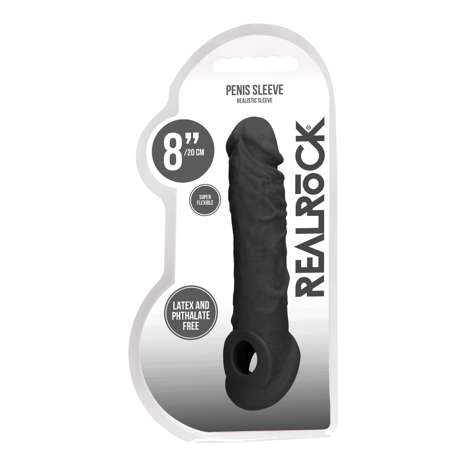 Real Rock Penisjatke +5 cm – realistinen penispidennys kivestuella, 21 cm Musta