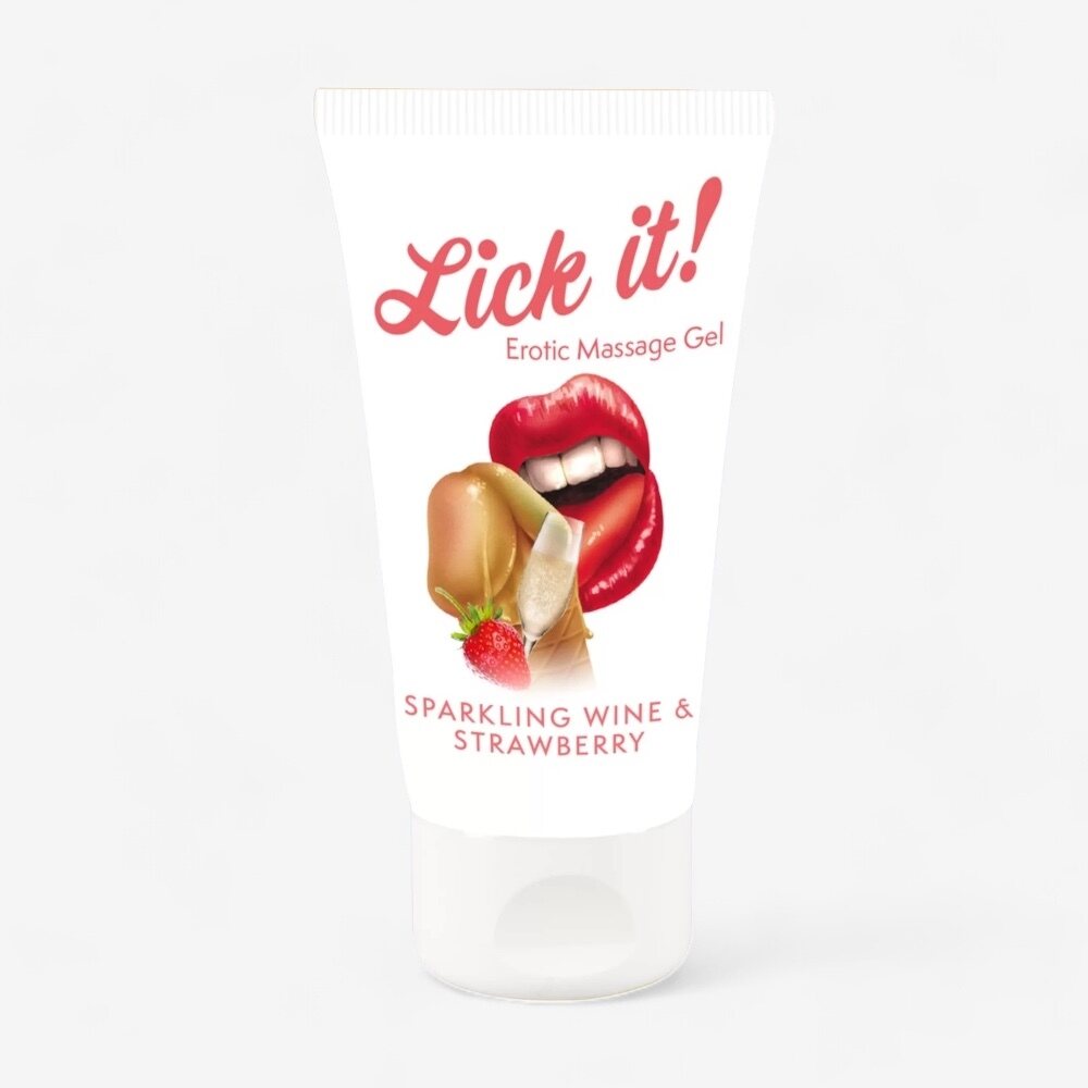 Lick It! Eroottinen Hierontageeli 50 ml Kupliva mansikkaviini