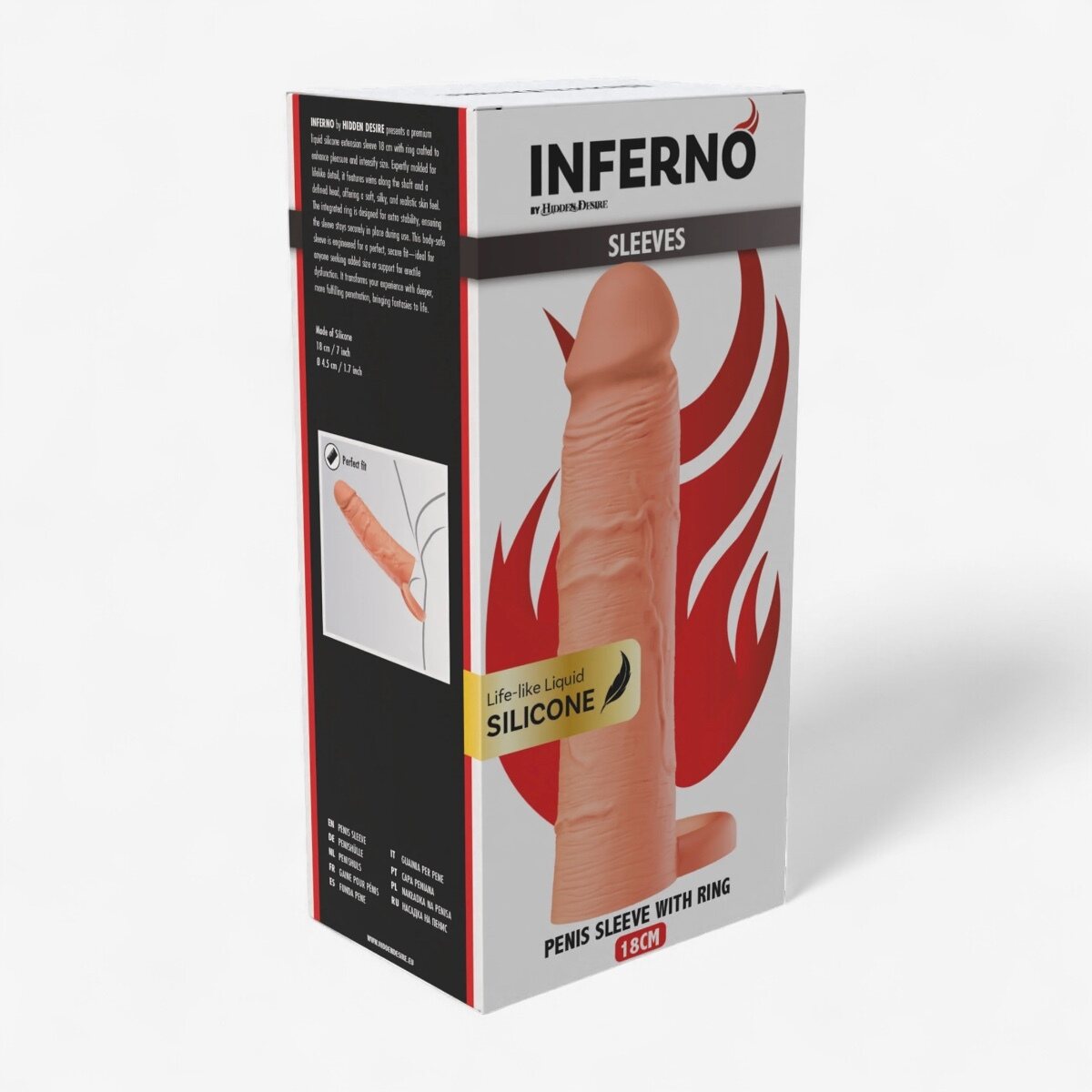 Hidden Desire Penis Sleeve Liquid Silicone with Ring 18 cm Light