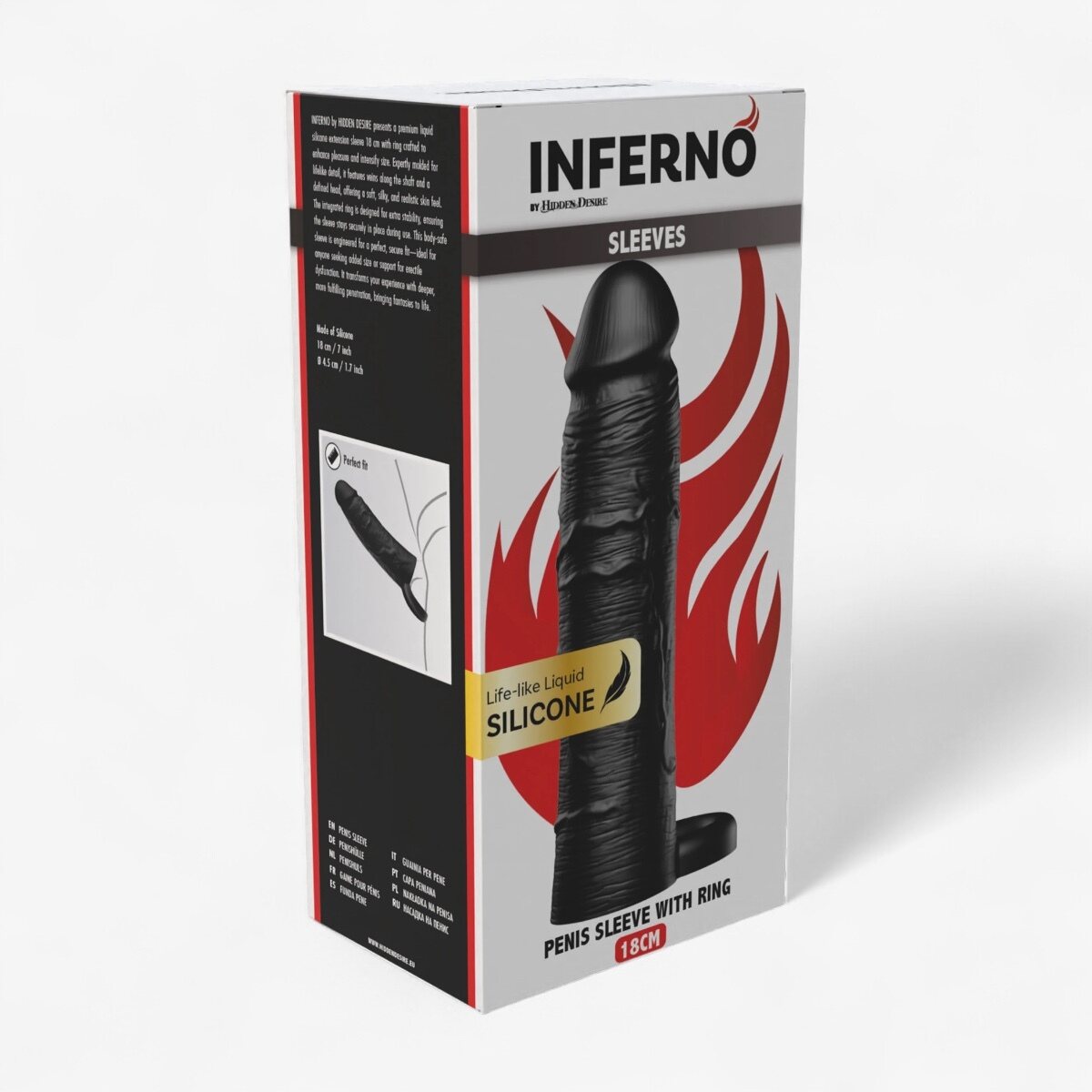 Hidden Desire Penis Sleeve Liquid Silicone with Ring 18 cm Musta