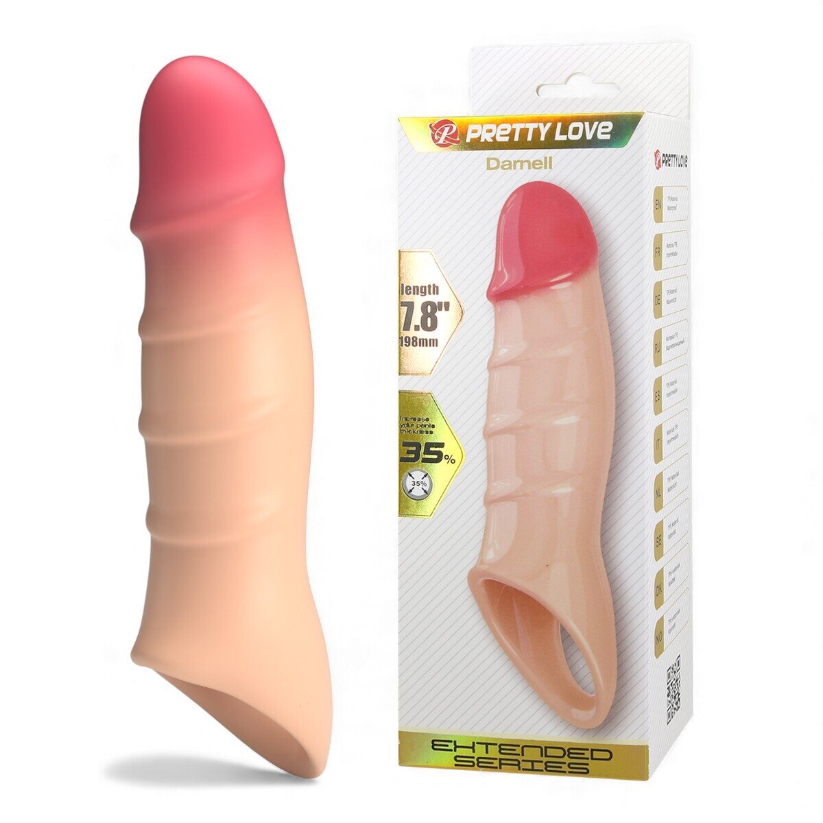 Damell Flesh+™ – Realistinen Penis Sleeve Pituutta & 35 % Paksuutta Flesh