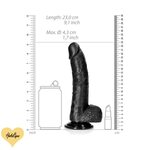 Real Rock Kurvikas Dildo Kiveksillä ja Imukupilla Musta