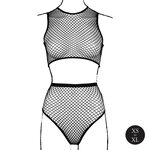 Le Desir 2 Piece Set With Crop Top & Panty Fishnet Structure