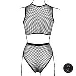 Le Desir 2 Piece Set With Crop Top & Panty Fishnet Structure