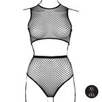 Le Desir 2 Piece Set With Crop Top & Panty Fishnet Structure XL - 4 XL