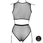 Le Desir 2 Piece Set With Crop Top & Panty Fishnet Structure XL - 4 XL