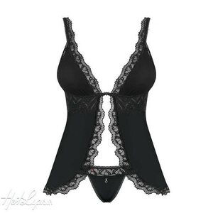 Obsessive Lingerie Arisha Babydoll ja Tangat Musta