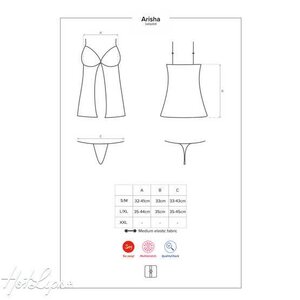 Obsessive Lingerie Arisha Babydoll ja Tangat Musta