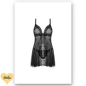 Obsessive Lingerie Marrbel Babydoll ja Tangat Musta