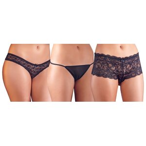 Cottelli Lingerie Pikkuhousut 3 kpl Setti Musta