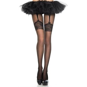 Music Legs Faux Thigh Hi Lace Top Sukkahousut