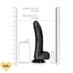 Real Rock Kurvikas Dildo Kiveksillä ja Imukupilla Musta