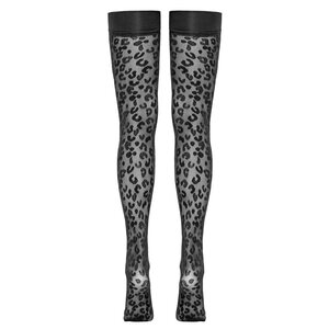 Cottelli Legwear Stay Up sukat leopardikuviolla