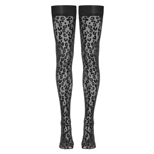 Cottelli Legwear Stay Up sukat leopardikuviolla