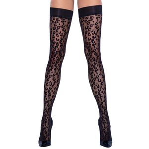 Cottelli Legwear Stay Up sukat leopardikuviolla