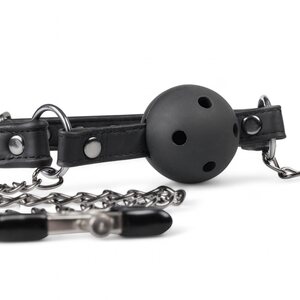 Easy Toys Gag Ball with Nipple Clamps