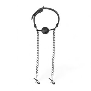Easy Toys Gag Ball with Nipple Clamps