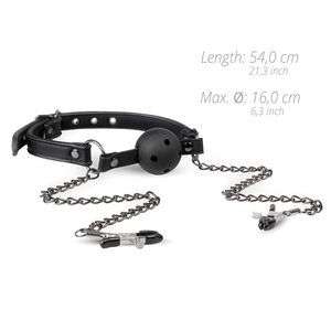 Easy Toys Gag Ball with Nipple Clamps