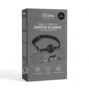 Easy Toys Gag Ball with Nipple Clamps