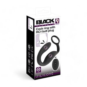 Black Velvets Cock ring with Remote Control Butt Plug