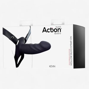 Action Kevin Hollow Strap On Dildo and Harness L