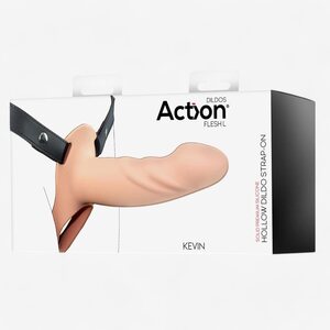 Action Kevin Hollow Strap On Dildo and Harness L