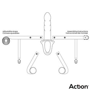 Action Kevin Hollow Strap On Dildo and Harness L