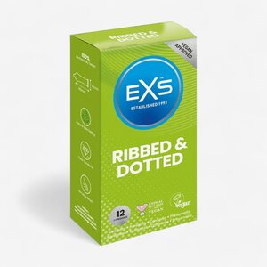 EXS Condoms Ribbed & Dotted Juomukondomit 12 kpl