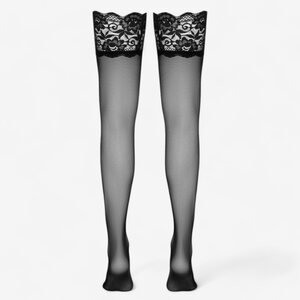 Cottelli Legwear Stay Up sukat leveällä pitsireunuksella