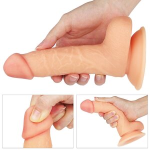 Lovetoy Realistinen Ultra Soft Dildo 18 cm – imukupilla ja valjasyhteensopiva
