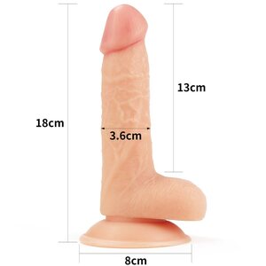 Lovetoy Realistinen Ultra Soft Dildo 18 cm – imukupilla ja valjasyhteensopiva