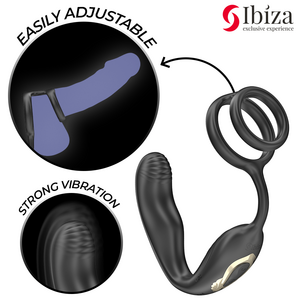 Ibiza Rotating Anal Plug & Vibrating Cock Ring – Remote Controlled for Men