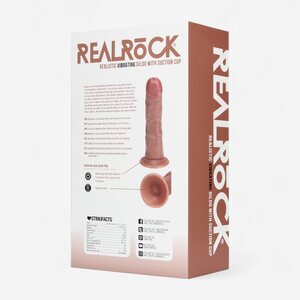 Real Rock Vibrating Realistic Dildo with Suction Cup – 6” Curved, Rechargeable