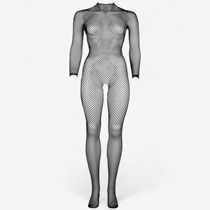 Le Desir Plus Size Verkkobodystocking Avoimella Haaralla – Pitkähihainen