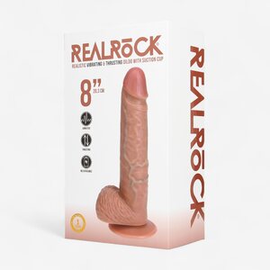 Real Rock Vibrating & Thrusting Realistic Dildo 8" – With Suction Cup & Balls