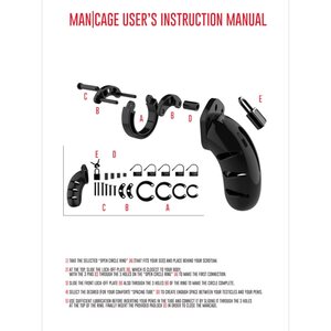 Mancage Model 06 – Black Polycarbonate Chastity Cage 14 cm with Adjustable Rings