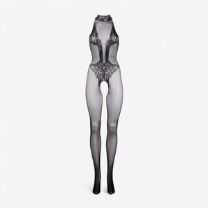 Le Desir Fishnet & Lace Bodystocking with Open Crotch – Halterneck Style (One Size S–XL