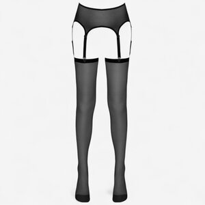 NO:XQSE Black Garter Belt with Stockings – Powernet, 6 Adjustable Straps