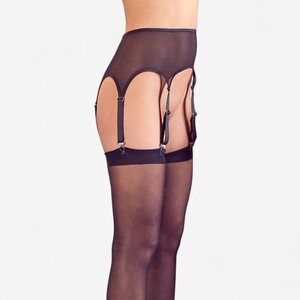 NO:XQSE Black Garter Belt with Stockings – Powernet, 6 Adjustable Straps