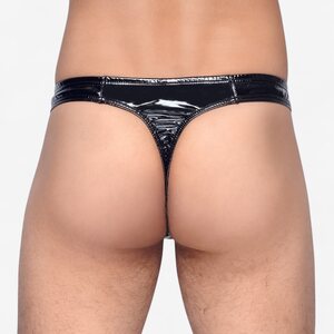 Black Level Men’s Vinyl Thong – Wetlook, Black