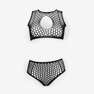 Le Desir Tempt Me Fishnet Set – Two Piece Keyhole Lingerie in One Size